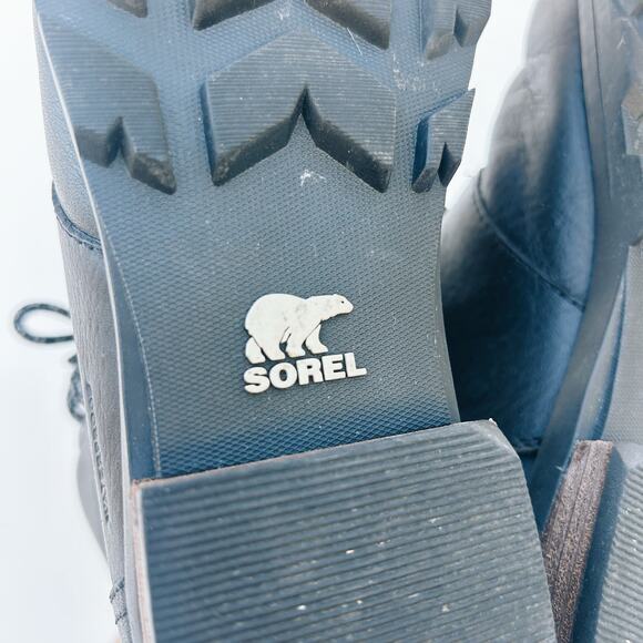 Sorel Women’s Emelie Lace Up Ankle Boots Black Leather Cozy 8 Shearling Winter - Picture 12 of 13